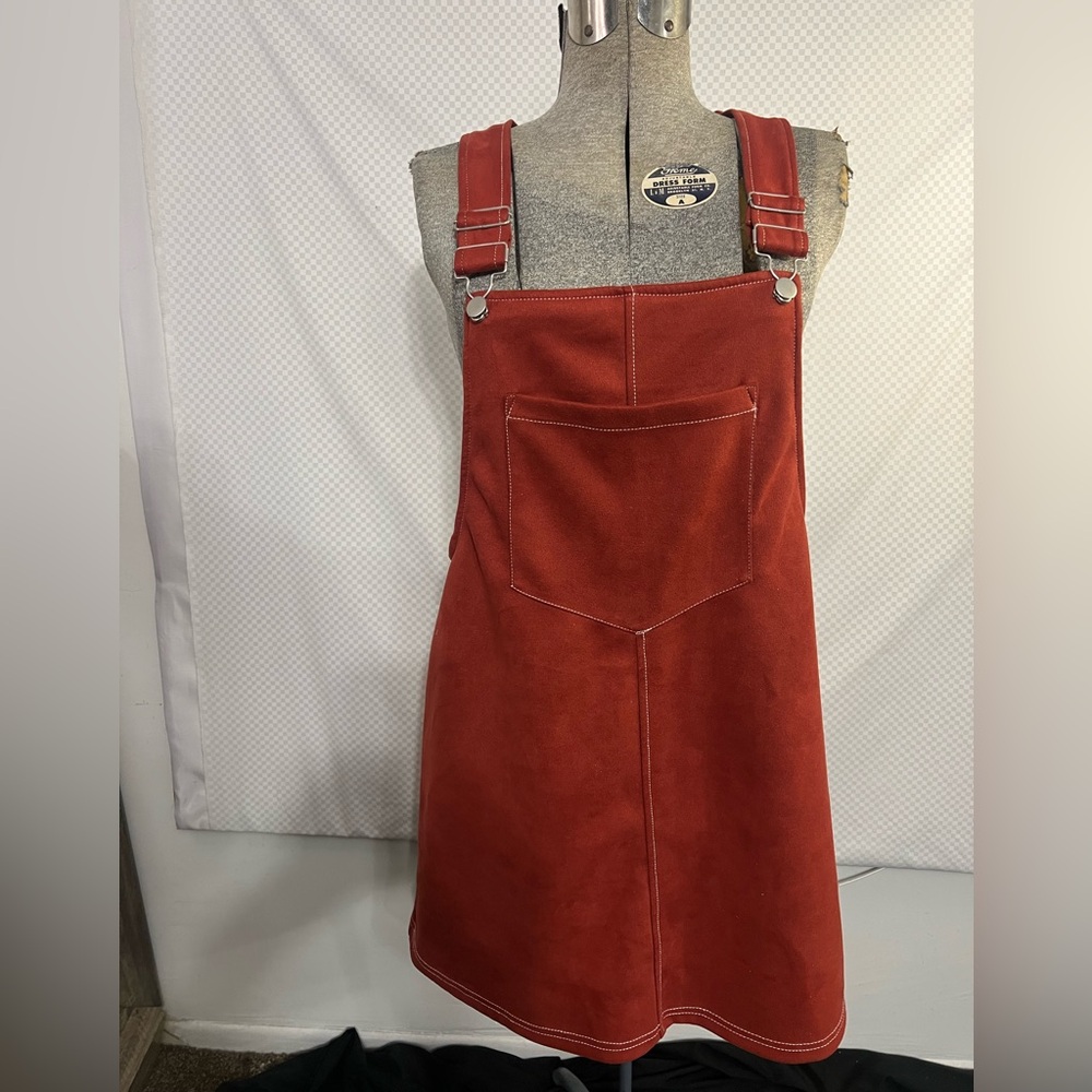 Junior Girls AUW Faux Suede Clay Dress Overalls With Pocket Size‎ Large